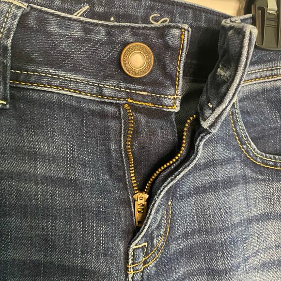 Womens American Eagle Low Rise Original Boot Dark Blue Jeans Size 8 Stretch - Picture 11 of 14